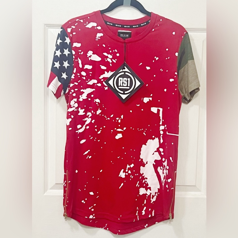 New Rise As 1ne Splatter Camo Usa Flag Shirt Size Small